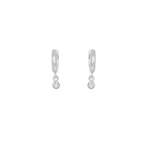 Sterling Silver Maia CZ Huggie Drop Earrings