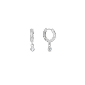 Sterling Silver Maia CZ Huggie Drop Earrings