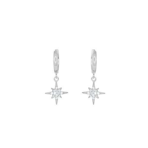 Silver Nova CZ Huggie Earrings