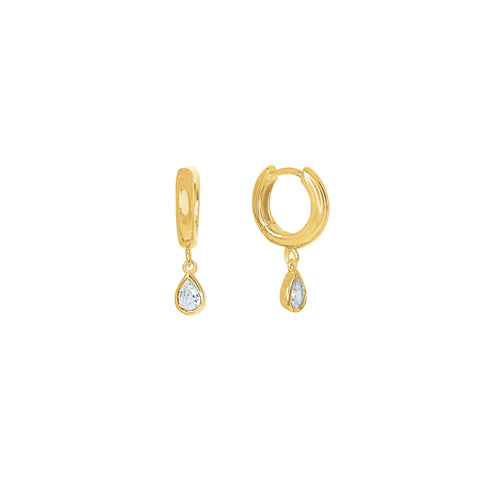Gold Plated Lexi Huggie Earrings - Clear