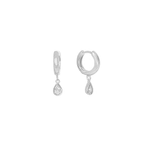 Silver Lexi Huggie Earrings - Clear