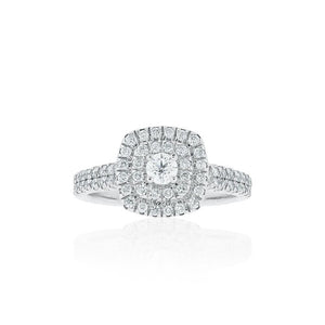 9ct White Gold Fiona Diamond Halo Ring