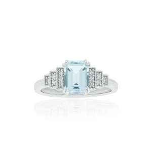 18ct White Gold Astra Aquamarine Diamond Ring
