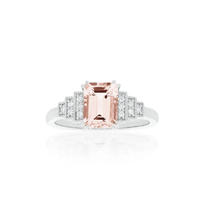18ct White Gold Astra Morganite Diamond Ring
