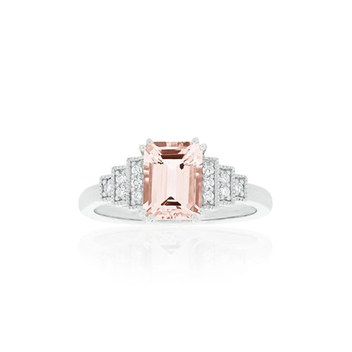 18ct White Gold Astra Morganite Diamond Ring