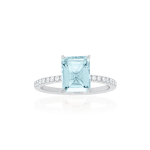 18ct White Gold Lavina Aquamarine Diamond Ring
