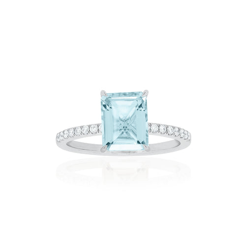 18ct White Gold Lavina Aquamarine Diamond Ring