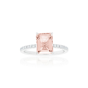 18ct White Gold Lavina Morganite Diamond Ring