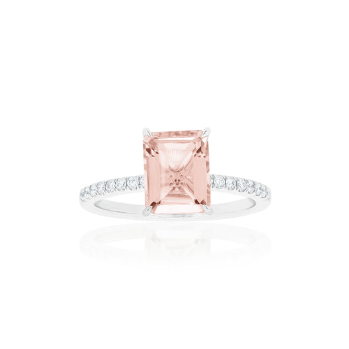 18ct White Gold Lavina Morganite Diamond Ring