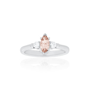 18ct White Gold Annecy Morganite Diamond Ring