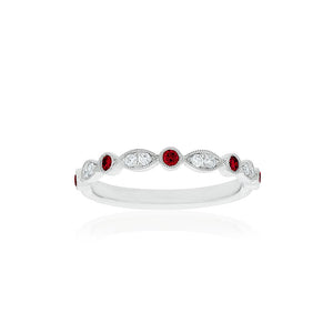18ct White Gold Olivia Diamond Ruby Band