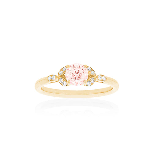 18ct Yellow Gold Poppy Morganite Diamond Ring