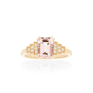 18ct Yellow Gold Astra Morganite Diamond Ring