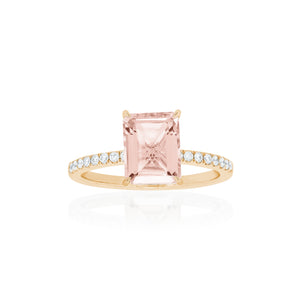 18ct Yellow Gold Lavina Morganite Diamond Ring