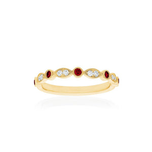 18ct Yellow Gold Olivia Diamond Ruby Band
