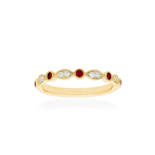 18ct Yellow Gold Olivia Diamond Ruby Band