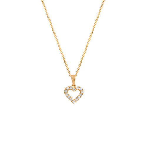 9ct Yellow Gold Diamond Heart Pendant