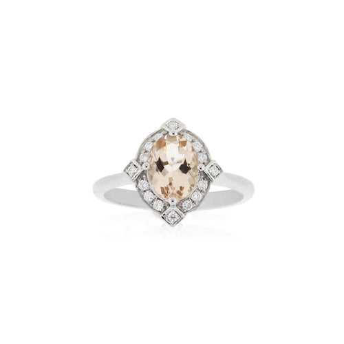 18ct White Gold Marley Morganite Diamond Ring