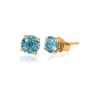 9ct Yellow Gold Blue Topaz Stud Earrings