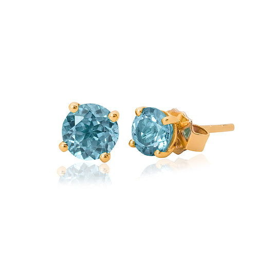 9ct Yellow Gold Blue Topaz Stud Earrings