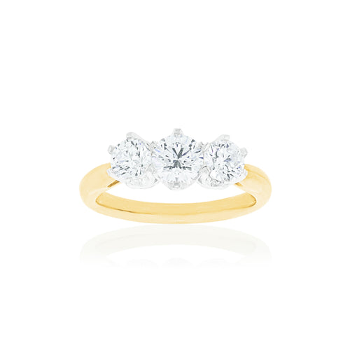 18ct Yellow Gold Adeline Diamond Trilogy Ring