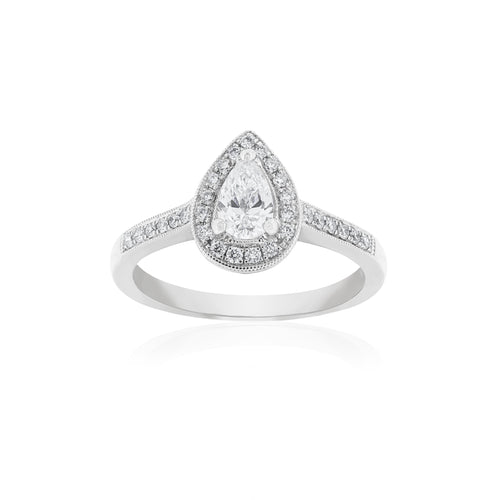 18ct White Gold Avery Diamond Halo Ring