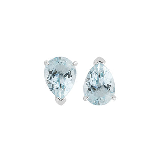 18ct White Gold Corona Aquamarine Earrings (Pear)