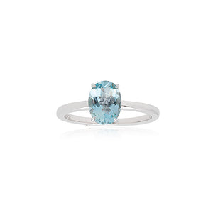 18ct White Gold Corona Aquamarine Ring (Oval)