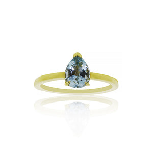18ct Yellow Gold Corona Aquamarine Ring