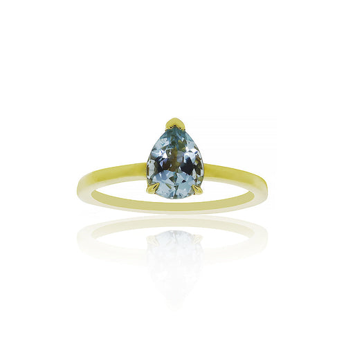 18ct Yellow Gold Corona Aquamarine Ring