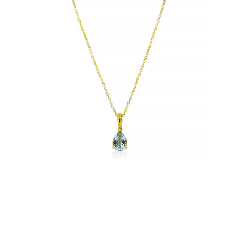 18ct Yellow Gold Corona Aquamarine Pendant
