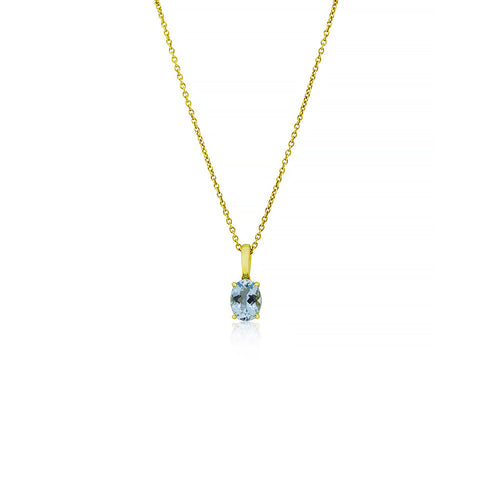 18ct Yellow Gold Corona Aquamarine Pendant