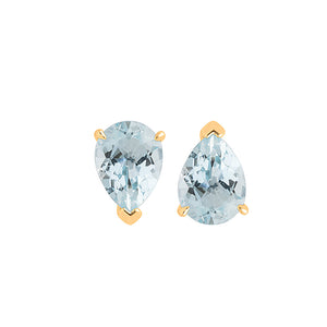 18ct Yellow Gold Corona Pear Aquamarine Earring
