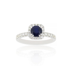 18ct White Parisa Sapphire Diamond Ring