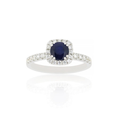 18ct White Parisa Sapphire Diamond Ring