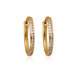 9ct Yellow Gold Avon Diamond Hoop Earrings