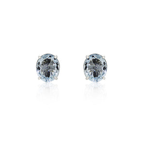 18ct White Gold Oval Aquamarine Studs