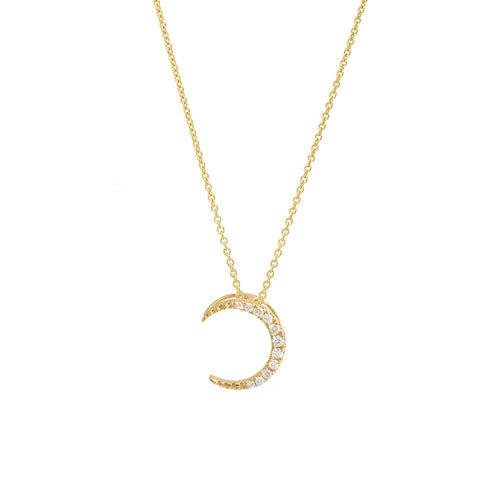 9ct Yellow Gold Moon Diamond Pendant