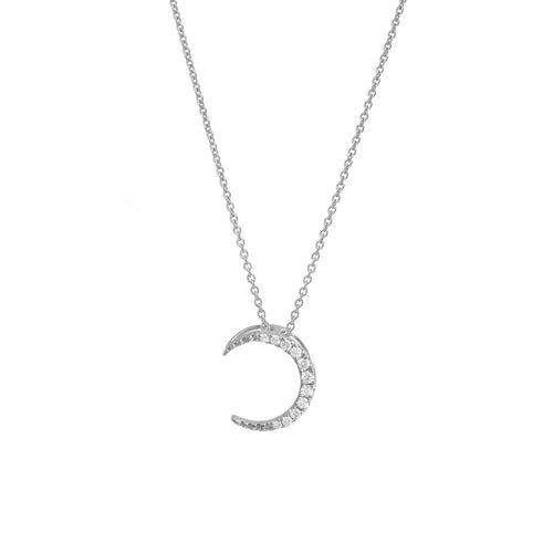 9ct White Gold Moon Diamond Pendant