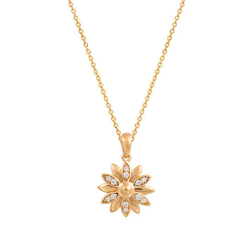 9ct Yellow Gold Dhalia Diamond Pendant