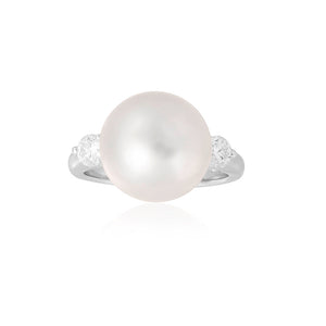18ct White Gold Tully South Sea Pearl & Diamond Ring