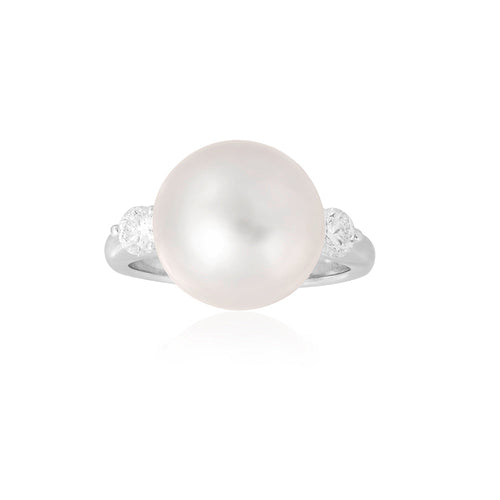 18ct White Gold Tully South Sea Pearl & Diamond Ring