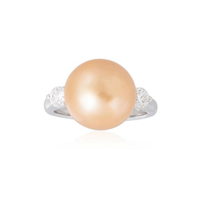 18ct White Gold Tully Golden South Sea Pearl Diamond Ring