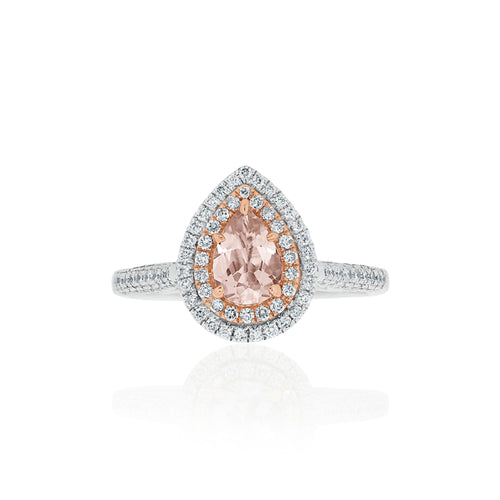 18ct White Gold Vienna Morganite Diamond Ring
