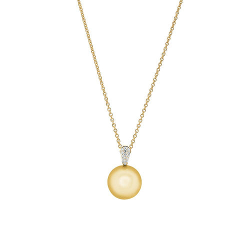 18ct Yellow Gold Cecilia South Sea Pearl Diamond Pendant (Golden)