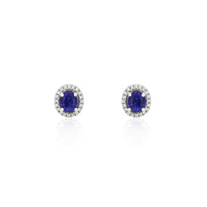 18ct White Gold Sapphire and Diamond Halo Studs