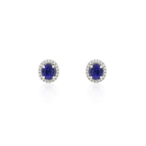 18ct White Gold Sapphire and Diamond Halo Studs