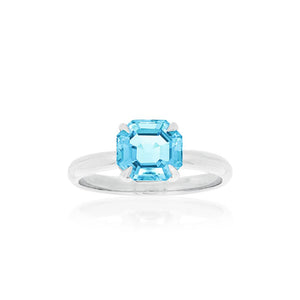 9ct White Gold Blue Topaz Ayelet Ring