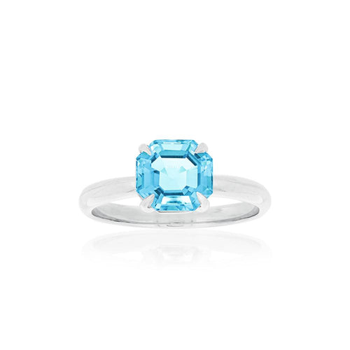9ct White Gold Blue Topaz Ayelet Ring