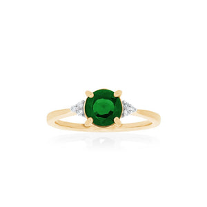 9ct Yellow Gold Nora Chrome Diopside Diamond Ring